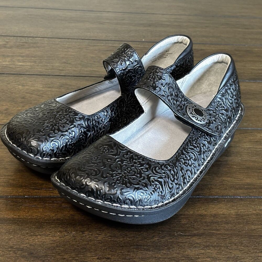 NEW Alegria Paloma Mary Jane Black Embossed Leather Women's 42 11.5-12 $140
